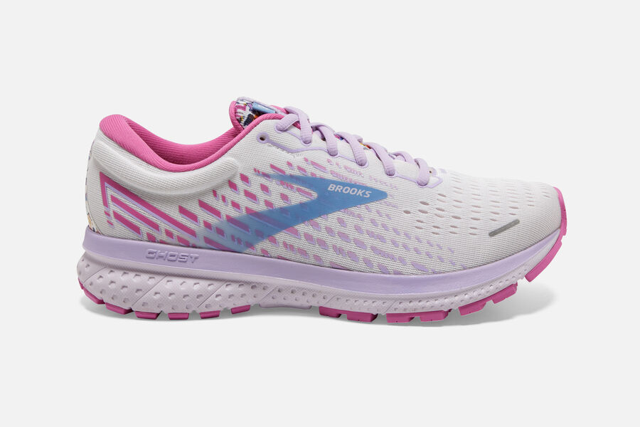 Brooks Running Shoes - Ghost 13 Road Womens - White/Pink/Blue - ICT-981067